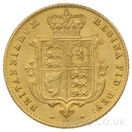 1869 Gold Half Sovereign Coin Victoria Shield Back