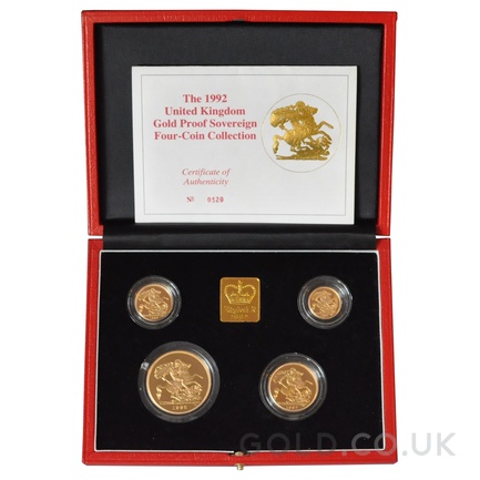 1992 Proof Gold Sovereign 4 Coin Set Boxed