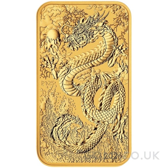2024 Perth Mint 1oz Dragon Rectangular Gold Bar (Coin)