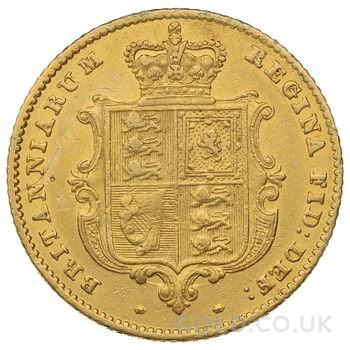1855 Gold Half Sovereign Queen Victoria Young Head Shield Back