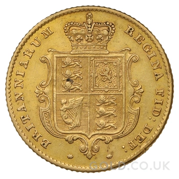 1852 Gold Half Sovereign Queen Victoria Young Head Shield Back