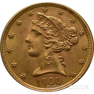 Gold American Half Eagle $5 Liberty Head Coin
