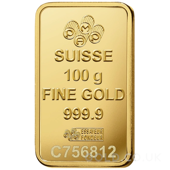 100g Gold Bar PAMP Lady Fortuna Minted
