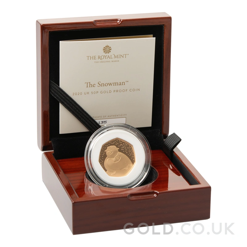 2020 Proof 50p Gold Coin The Snowman Boxed