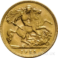 1925 Gold Half Sovereign Coin George V (SA)