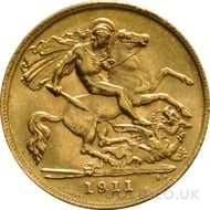1911 George V Gold Half Sovereign (London Mint)