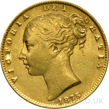 1875 Gold Sovereign Coin Queen Victoria Young Head Shield Back Sydney