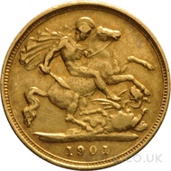 1901 Victoria  Old Head Gold Half Sovereign (London Mint)