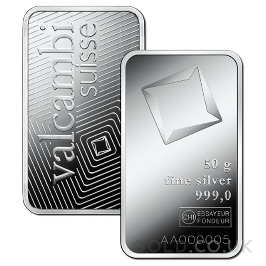 50g Silver Bar Valcambi