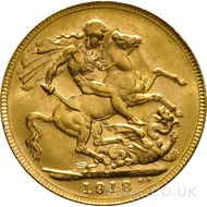 1918 Gold Sovereign Coin George V (P)