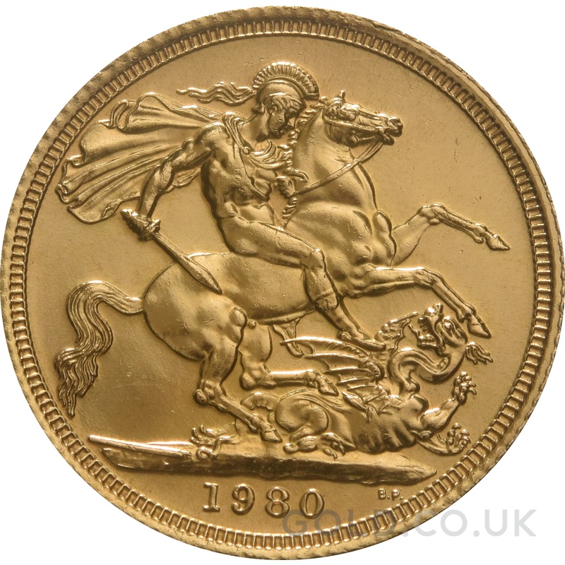 1980 Gold Sovereign Coin Elizabeth II Decimal Portrait