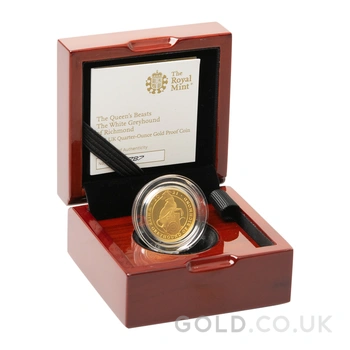 2021 Proof 1/4oz White Greyhound of Richmond Gold Coin Queen's Beasts Boxed