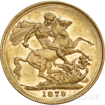 1879 Gold Sovereign Coin Queen Victoria Young Head Sydney