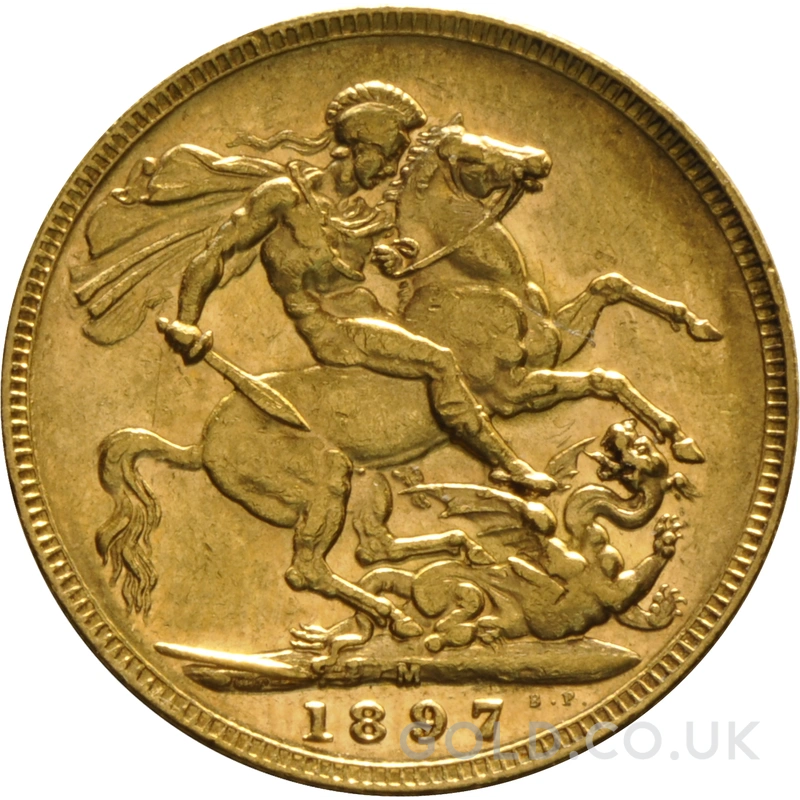 1897 Gold Sovereign Coin Queen Victoria Old Head Melbourne