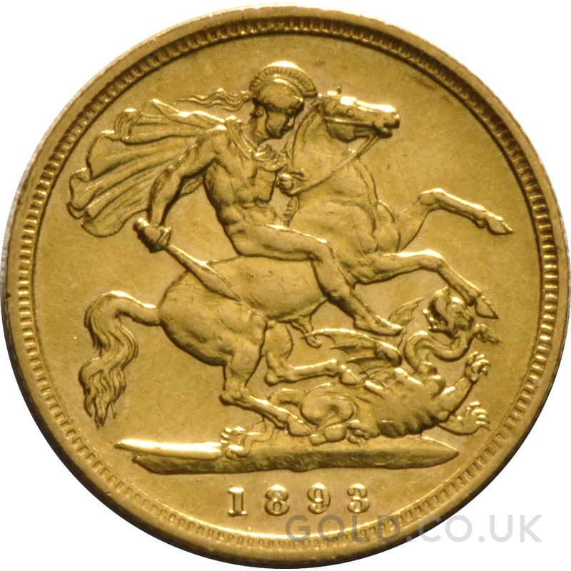 1893 Gold Half Sovereign Queen Victoria Old Head