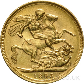 1895 Gold Sovereign Coin Queen Victoria Old Head Sydney