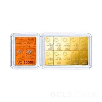 10 x 1/10oz Gold Bar CombiBar Valcambi
