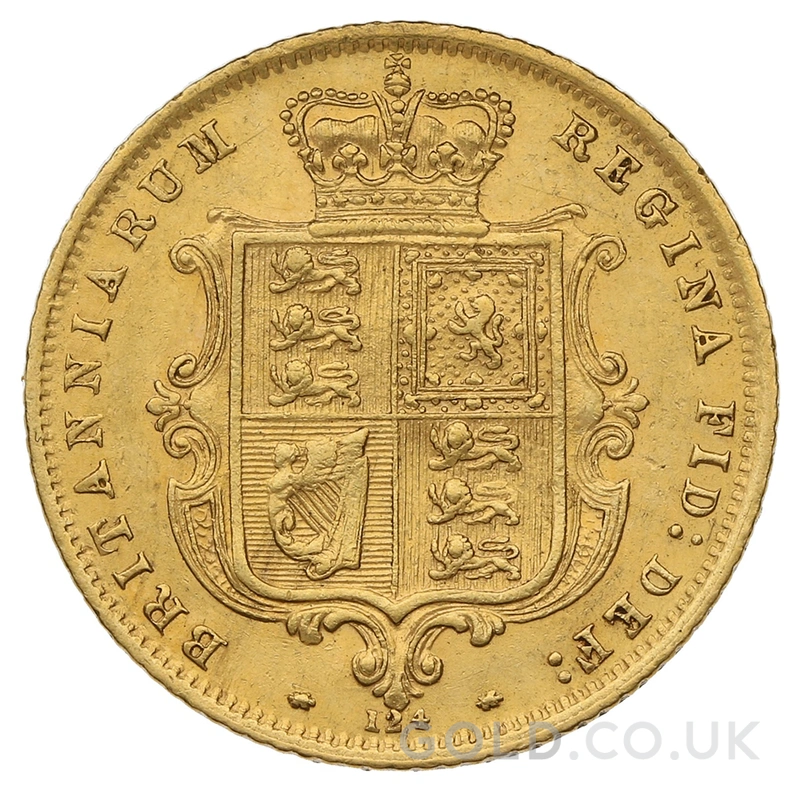 1872 Gold Half Sovereign Queen Victoria Young Head Shield Back