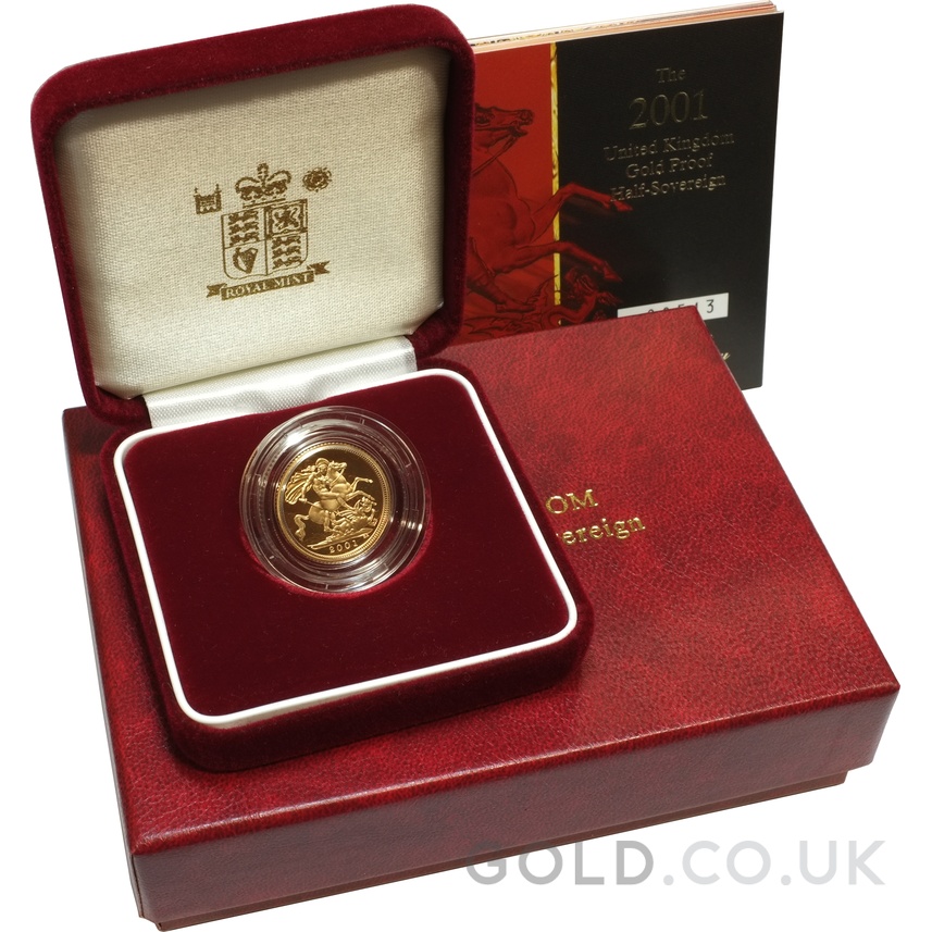 2001 Proof Gold Half Sovereign Boxed