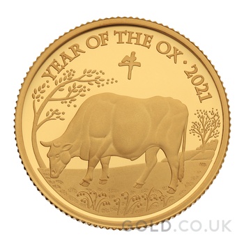 2021 Royal Mint 1/4oz Year of the Ox Proof Gold Coin Boxed
