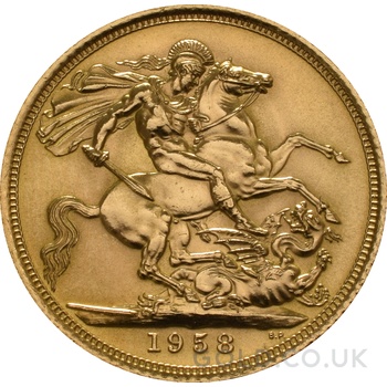 1958 Gold Sovereign Coin Elizabeth II Young Head