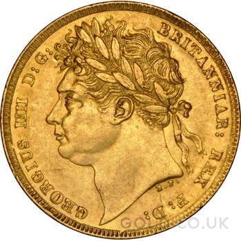 1822 Gold Sovereign Coin George IV Laureate Head