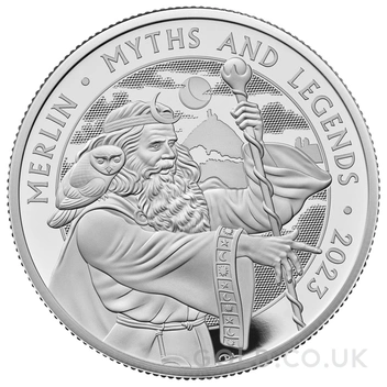 2023 Proof Merlin Silver Coin Myths & Legends 2oz Boxed