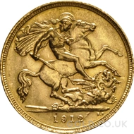 1912 Gold Half Sovereign Coin George V (S)