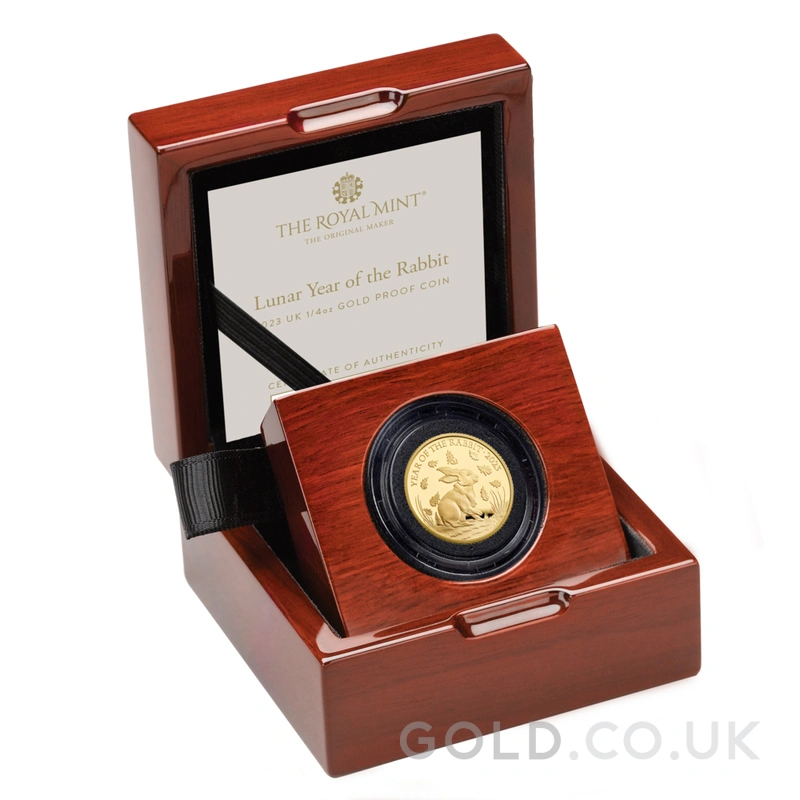 2023 Proof Royal Mint 1/4oz Year of the Rabbit Gold Coin Boxed