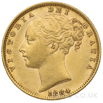 1884 Gold Sovereign Coin Queen Victoria Young Head Shield Back Sydney