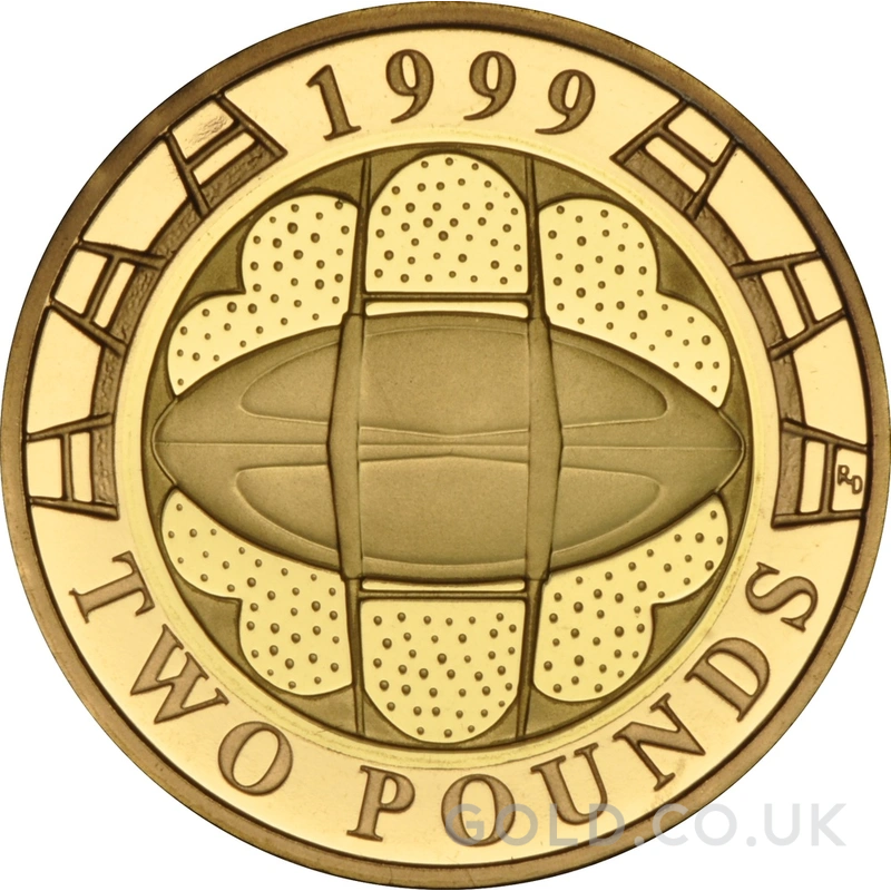1999 Proof £2 Coin Gold Double Sovereign Rugby World Cup