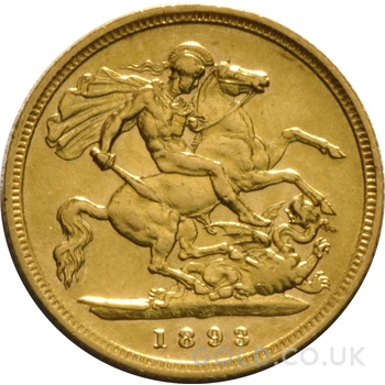 1893 Gold Half Sovereign Queen Victoria Old Head