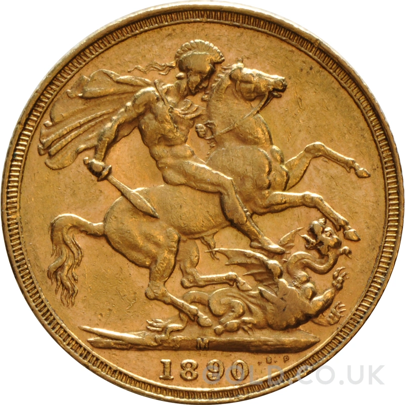 1890 Gold Sovereign Coin Queen Victoria Jubilee Head Melbourne