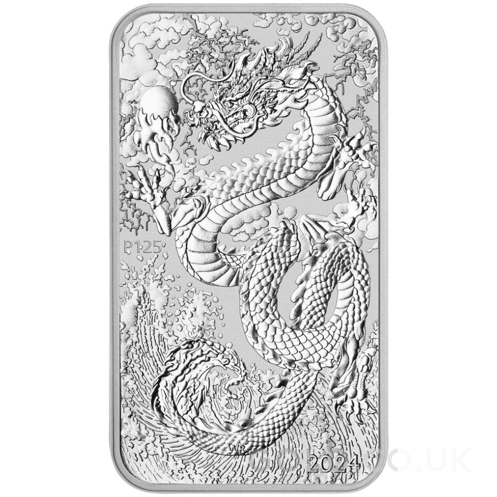 2024 Perth Mint 1oz Dragon Rectangular Silver Bar (Coin)