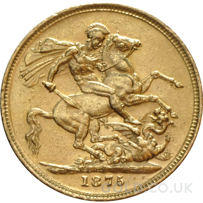 1875 Gold Sovereign Coin Queen Victoria Young Head Melbourne