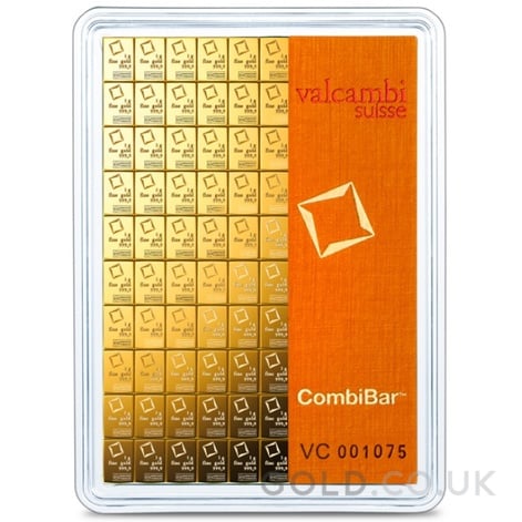 100 x 1g Gold Bar Valcambi CombiBar