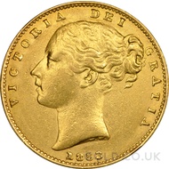 1853 Victoria Young Head Shield Back Gold Sovereign (London Mint)
