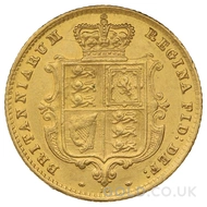 1867 Gold Half Sovereign Coin Victoria Shield Back