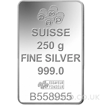 250g Silver Bar PAMP Lady Fortuna Minted