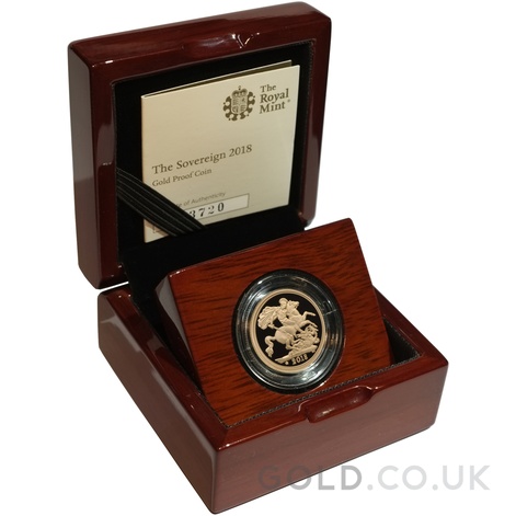 2018 Proof Gold Sovereign Boxed