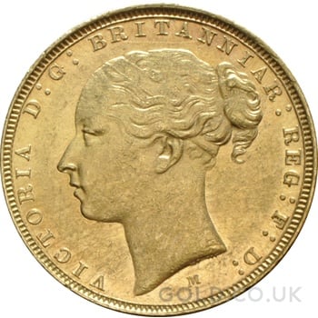 1874 Gold Sovereign Coin Queen Victoria Young Head Melbourne