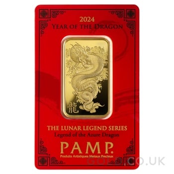 1oz Gold Bar 2024 Year of the Dragon PAMP
