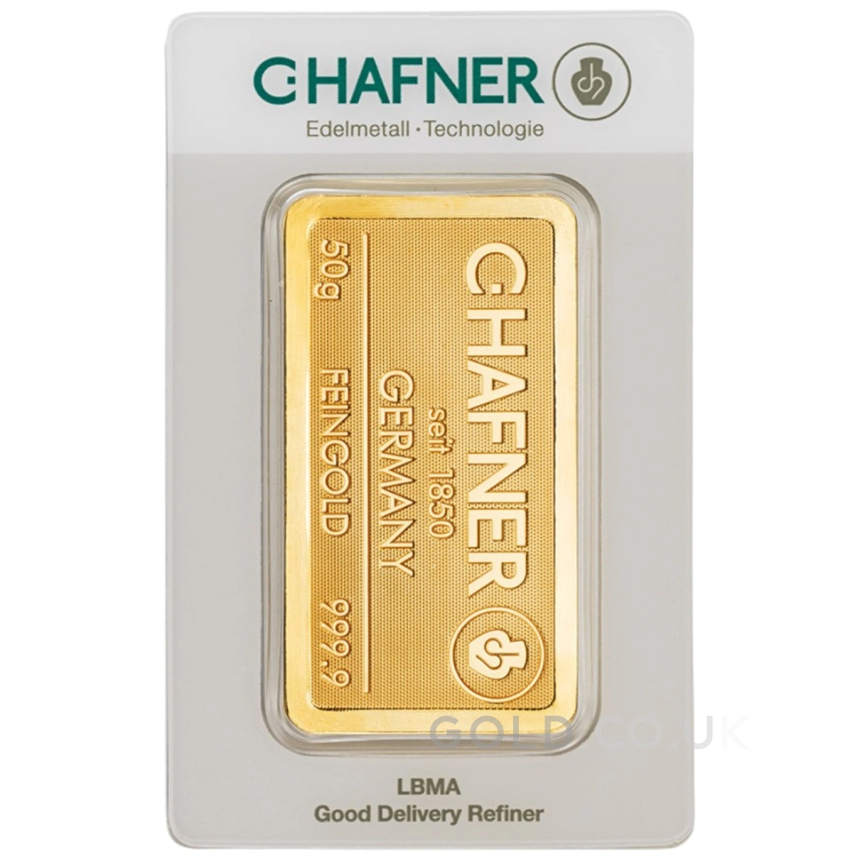 50g Gold Bar C. Hafner Minted