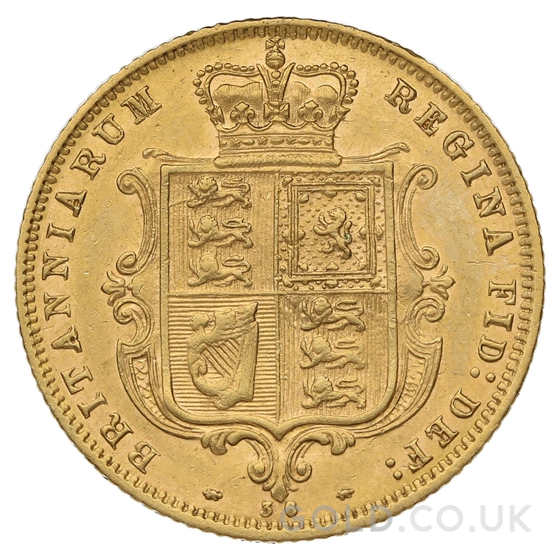 1877 Gold Half Sovereign Queen Victoria Young Head Shield Back