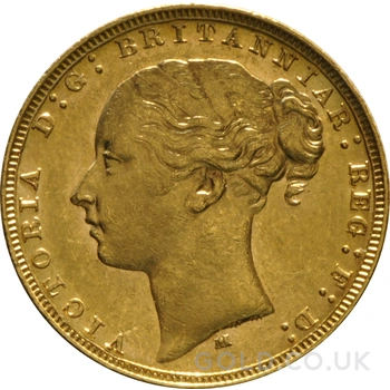 1879 Gold Sovereign Coin Queen Victoria Young Head Melbourne