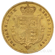 1861 Gold Half Sovereign Coin Victoria Shield Back