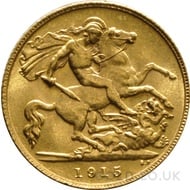 1915 George V Gold Half Sovereign (London Mint)