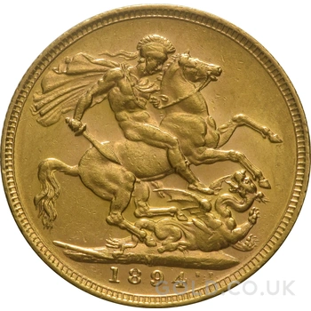 1894 Gold Sovereign Coin Queen Victoria Old Head Melbourne