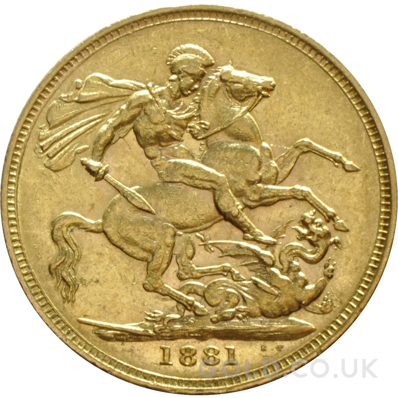 1881 Gold Sovereign Coin Queen Victoria Young Head Sydney