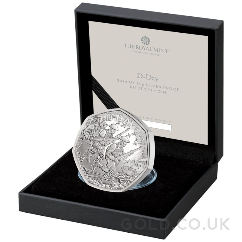 2024 Piedfort Proof 50p Silver Coin 80th Anniversary of the D-Day Landings Boxed